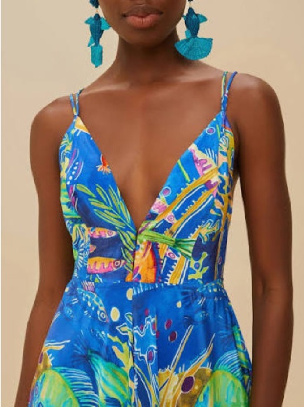FARM Rio Blue Sea Life Sleeveless Maxi Dress Size Medium NWT - Picture 13 of 16